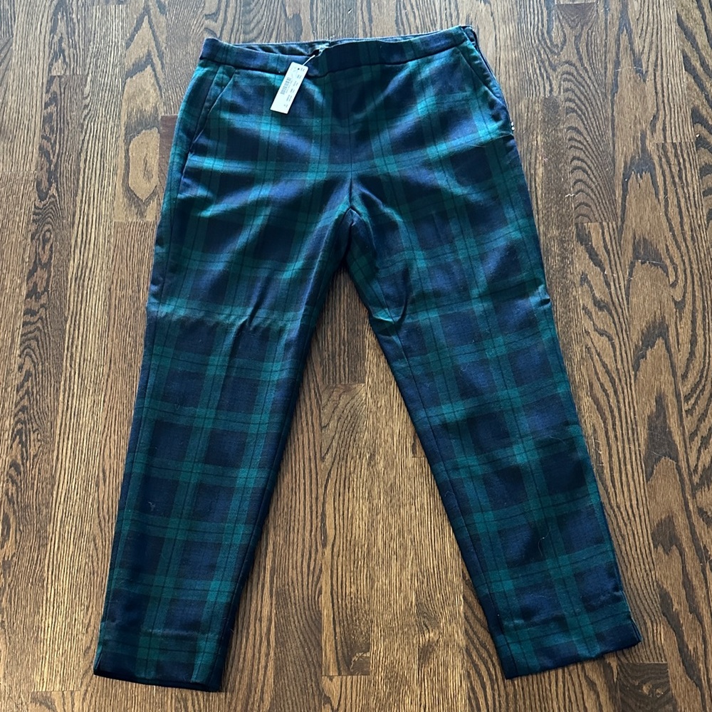 J. Crew Women’s  Tartan Plaid Pants - Navy and Green